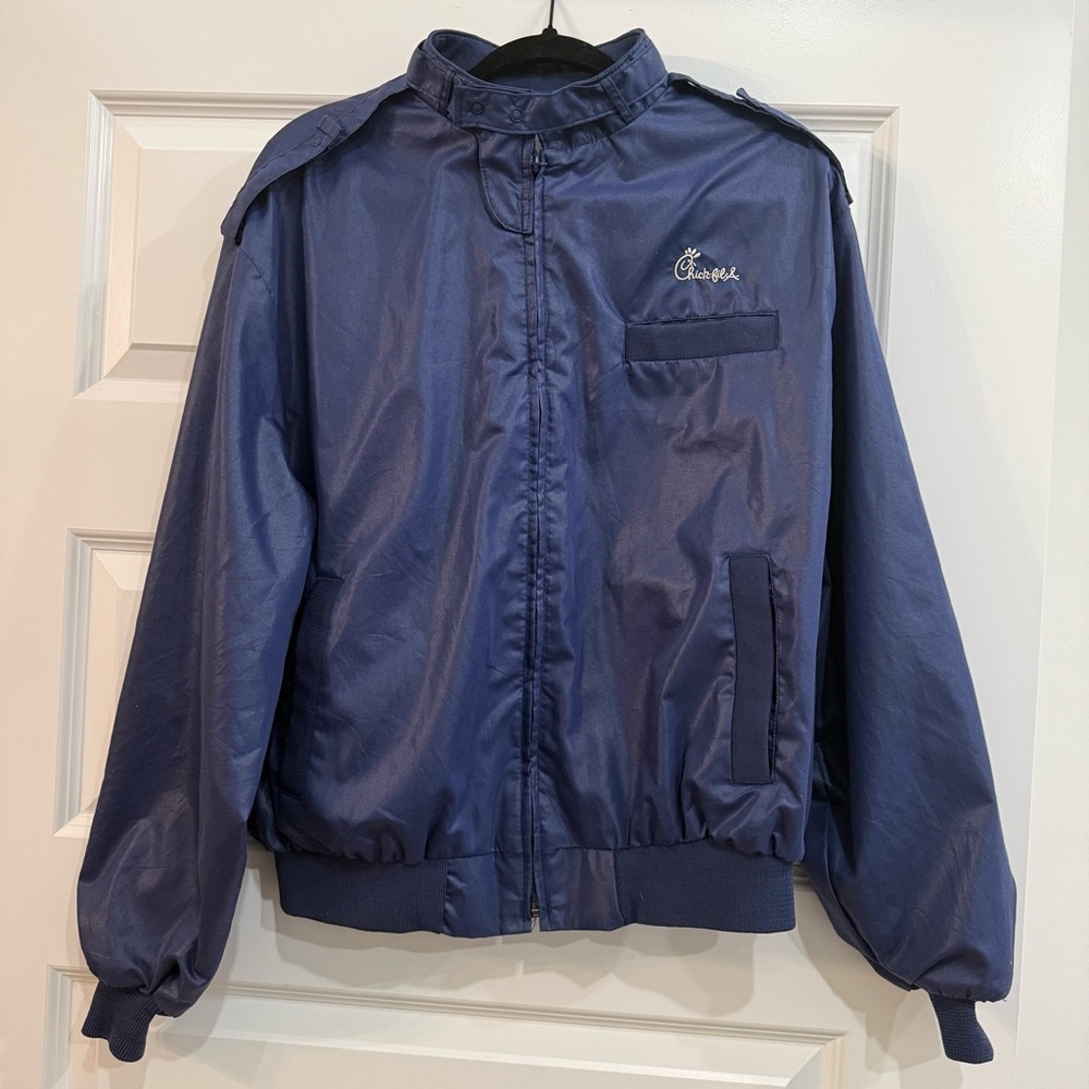 Vintage Chick-fil-A King Louie Pro Fit Jacket Navy Blue XL Made in USA Bomber